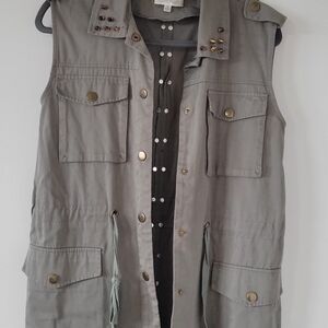 Women's Gray Studded Vest